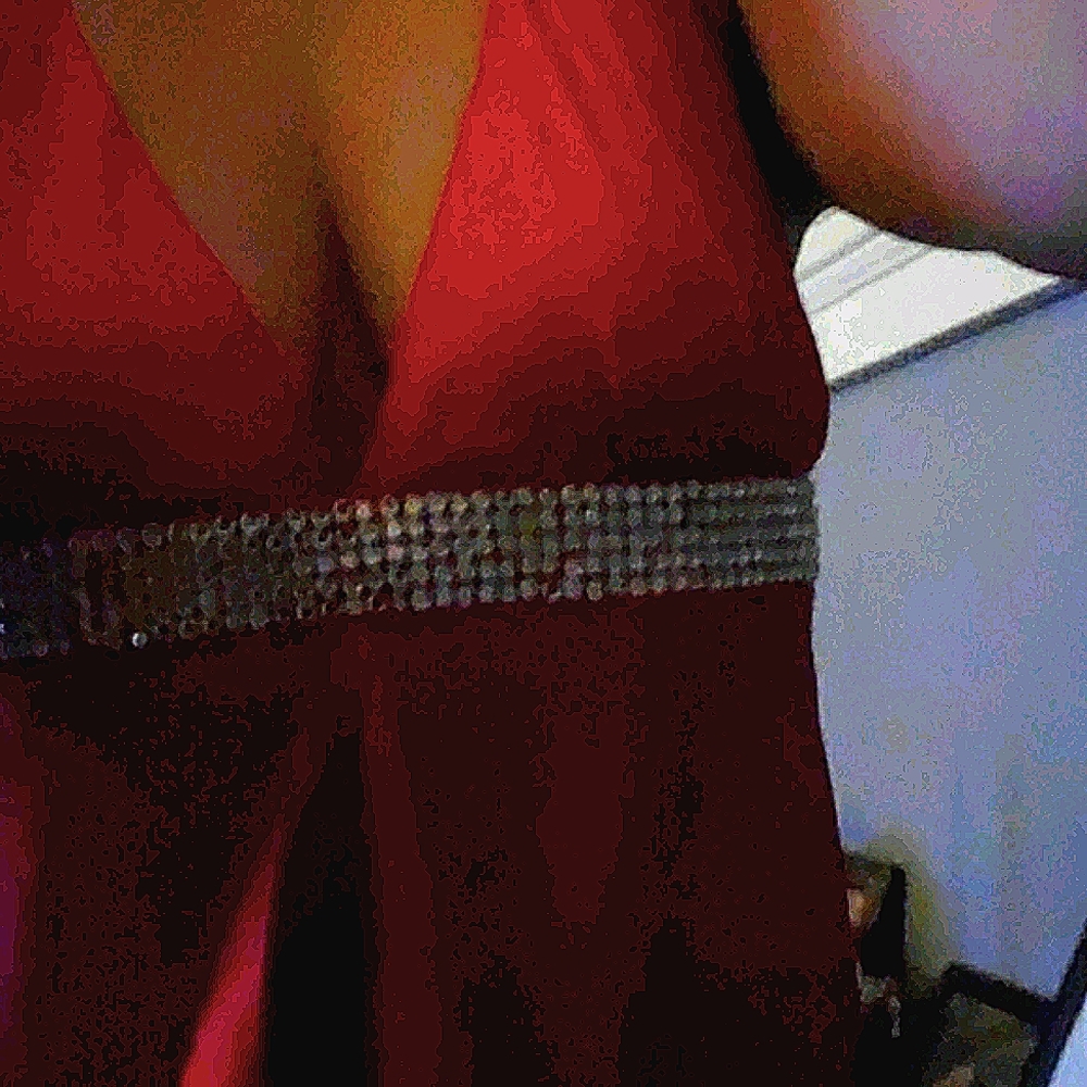 Beautiful rich red blouse with fake diamonds - Picture 4 of 4